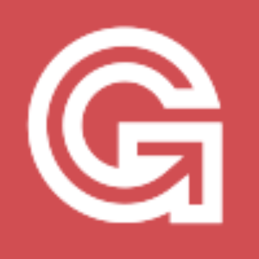 a white letter with a red background